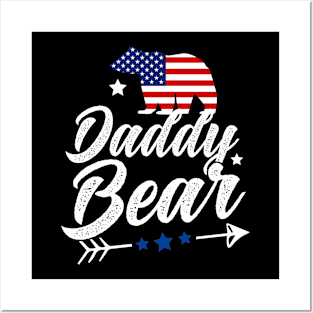 Daddy Bear Patriotic Flag Matching 4th Of July Posters and Art